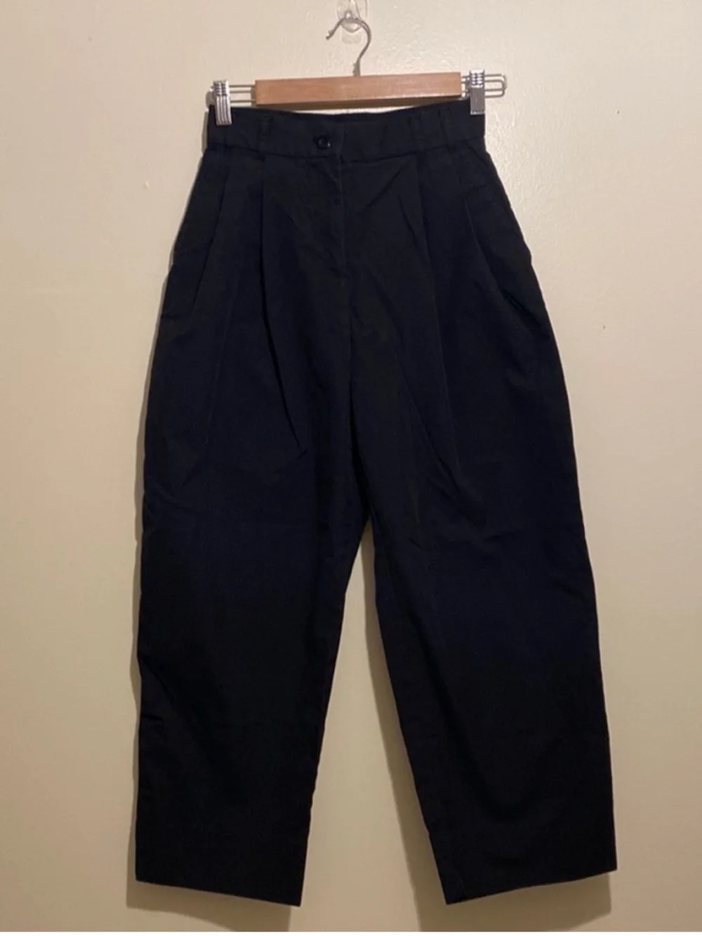 Banana Republic Avila Wide Leg Barrel Pants Black 00P